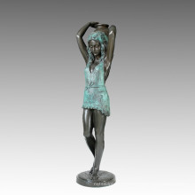 Large Statue Girl&Kettle Bronze Sculpture, Milo Tpls-004